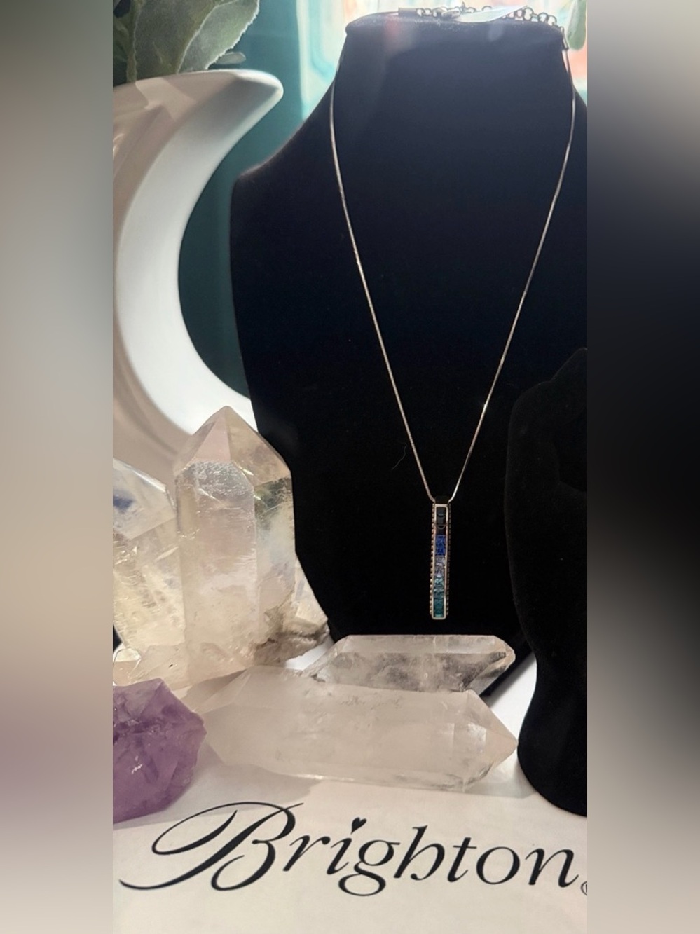 🦋💎 BRIGHTON BLUE SPECTRUM  SWAROVSKI CRYSTAL TOPAZ SLVR Necklace MINT CONDITION!
